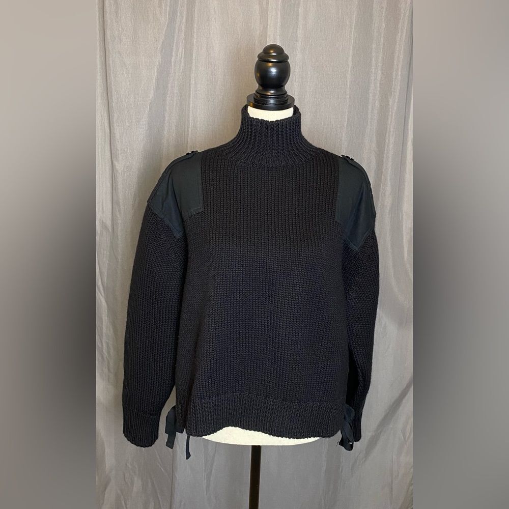 Zara SRPLS Military 100 % Wool Unisex Sweater Black Mens M Womens L